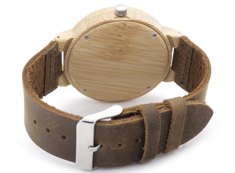 wooden leather watch
