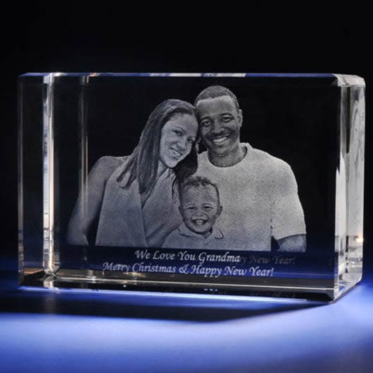 3d Glass award with photo engraving