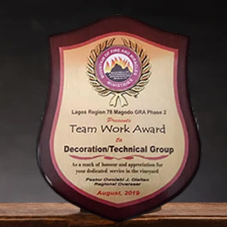 wooden shield award plaque