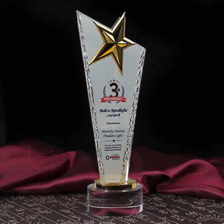 crystal award plaque trophy with star design
