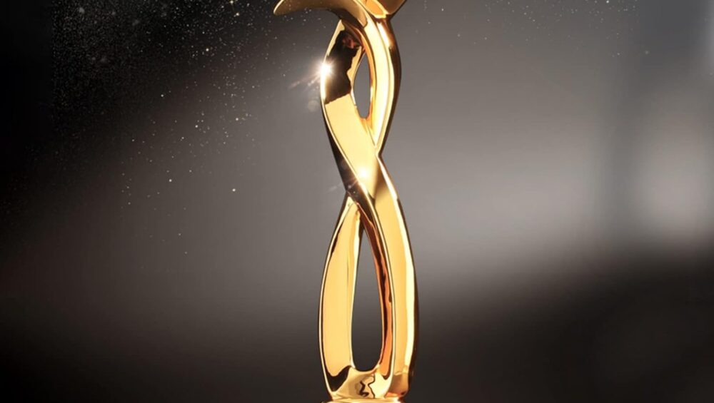 diamond crystal gold award trophy