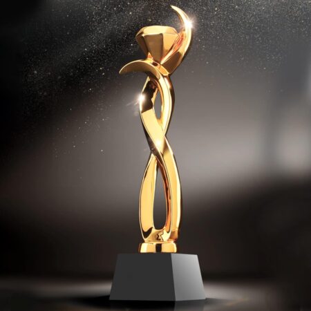 diamond crystal gold award trophy