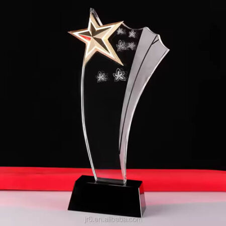 golden star glass trophy design