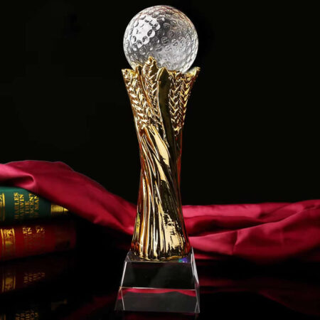 wheat metal trophy crystal ball