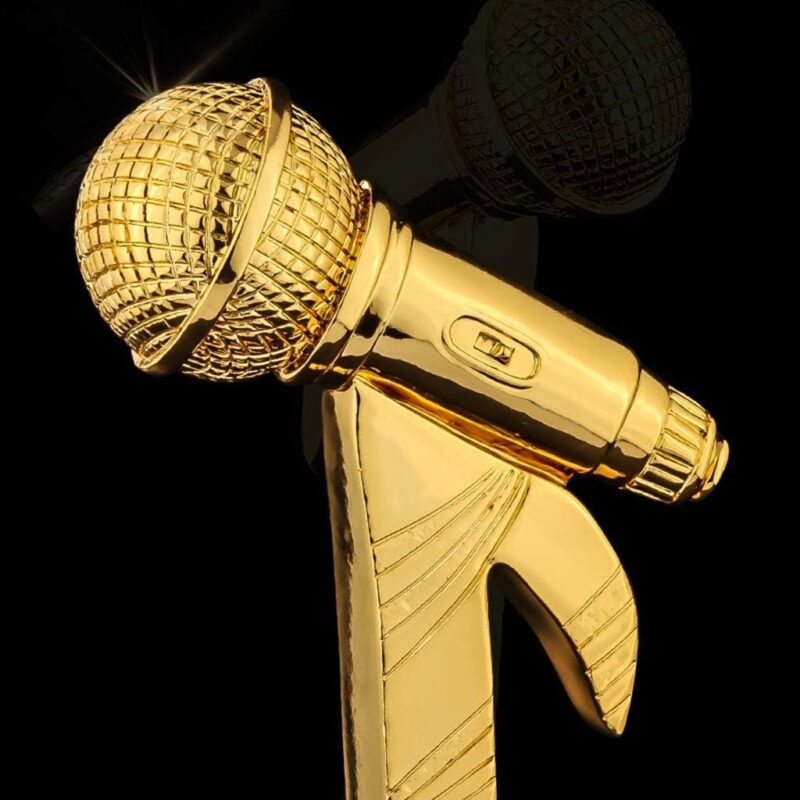 golden microphone trophy