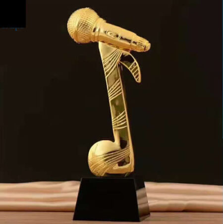 microphone music golden trophy