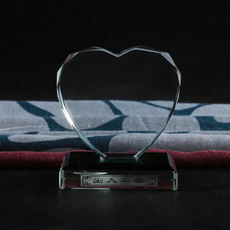 quality love heart shaped glass trophy