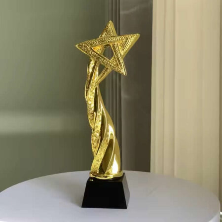 star gold achievement metal trophy