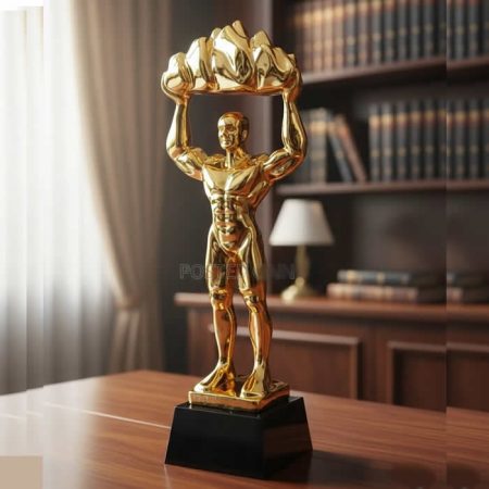 gold trophy award trophy man